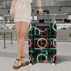 1-Piece Futuristic Geometric  Abstract Retro Modern  Suitcase Luggage Cover, Stretch Protective Sleeve