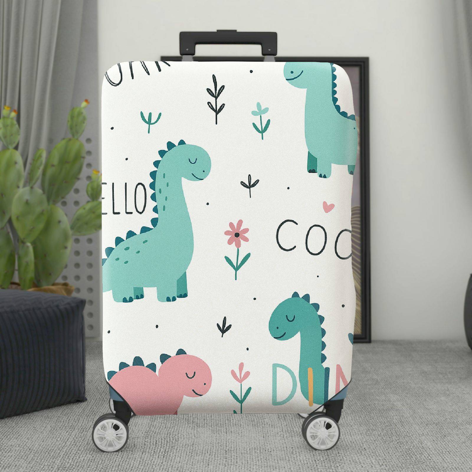 1-Piece Dinosaur  Cute Fun Playful Whimsical  Suitcase Luggage Cover, Stretch Protective Sleeve