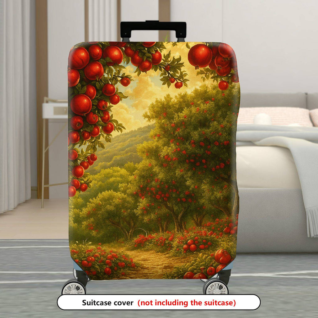 1-Piece Nature Fruit Orchard Landscape Sunset Red Apples  Suitcase Luggage Cover, Stretch Protective Sleeve
