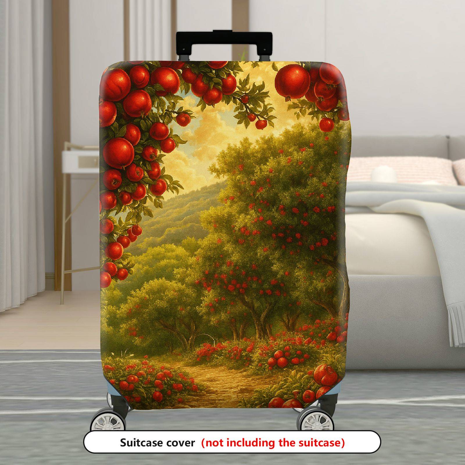 1-Piece Nature Fruit Orchard Landscape Sunset Red Apples  Suitcase Luggage Cover, Stretch Protective Sleeve