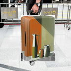 1-Piece Modern Abstract Geometric Art Vase Orange Green  Suitcase Luggage Cover, Stretch Protective Sleeve