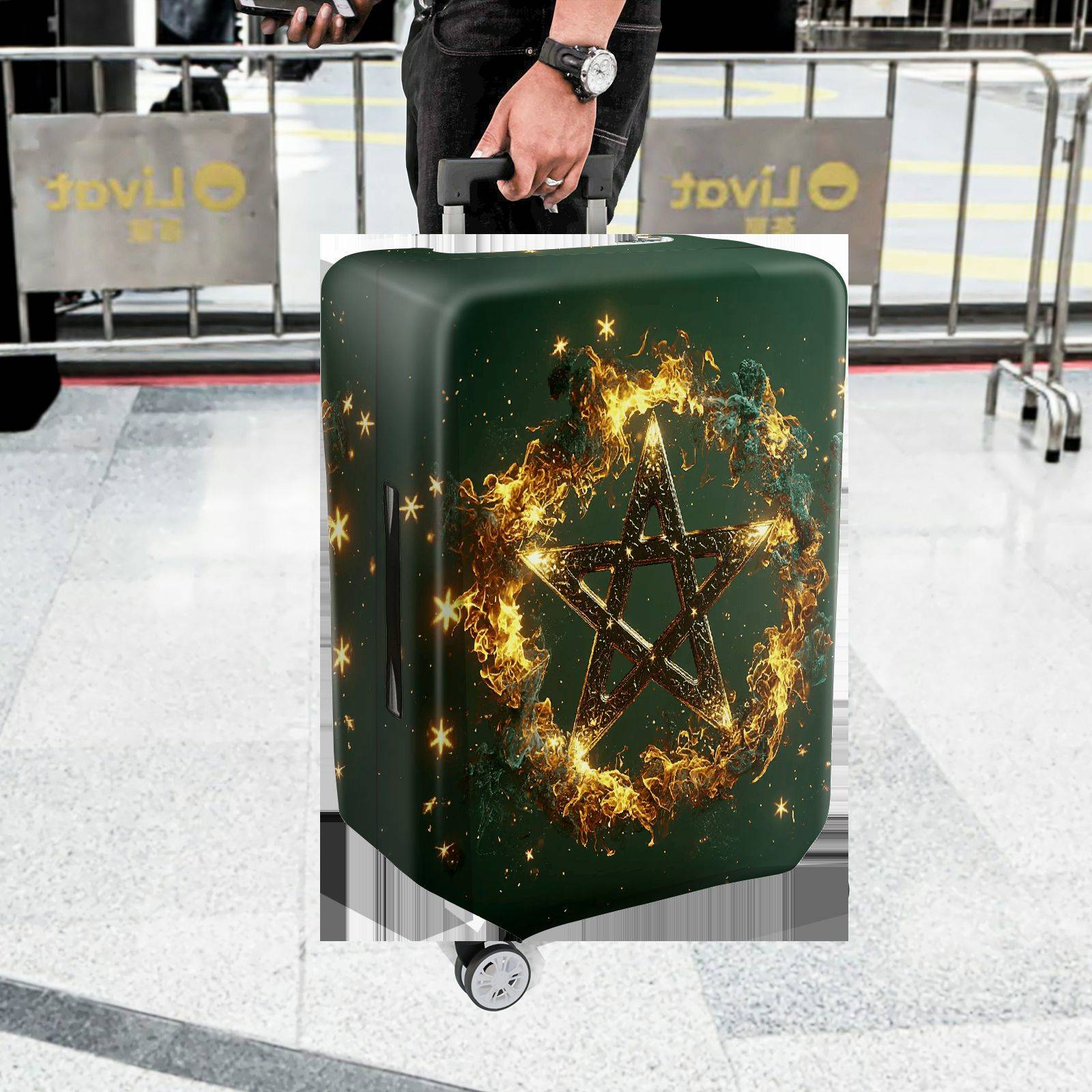 1-Piece Star Fire Magic Cosmic Celestial Mystical  Suitcase Luggage Cover, Stretch Protective Sleeve