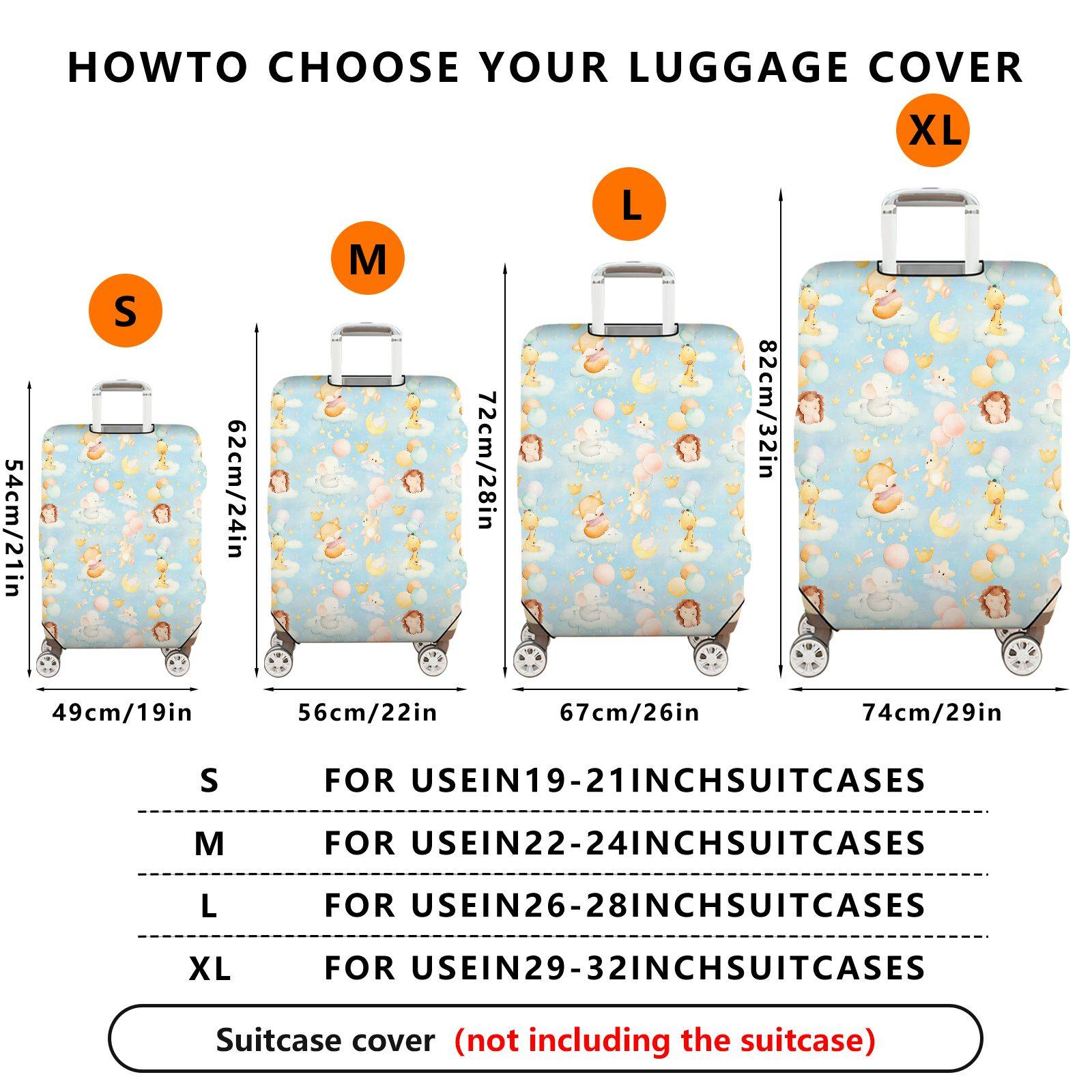 1-Piece Animal Balloon Star Cloud  Suitcase Luggage Cover, Stretch Protective Sleeve