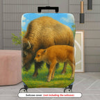 1-Piece Bison Wildlife Landscape Nature Artistic Animal  Suitcase Luggage Cover, Stretch Protective Sleeve