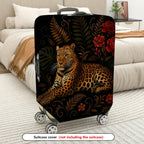 1-Piece Animal Floral Pattern Leopard Rose Leaf Art  Suitcase Luggage Cover, Stretch Protective Sleeve