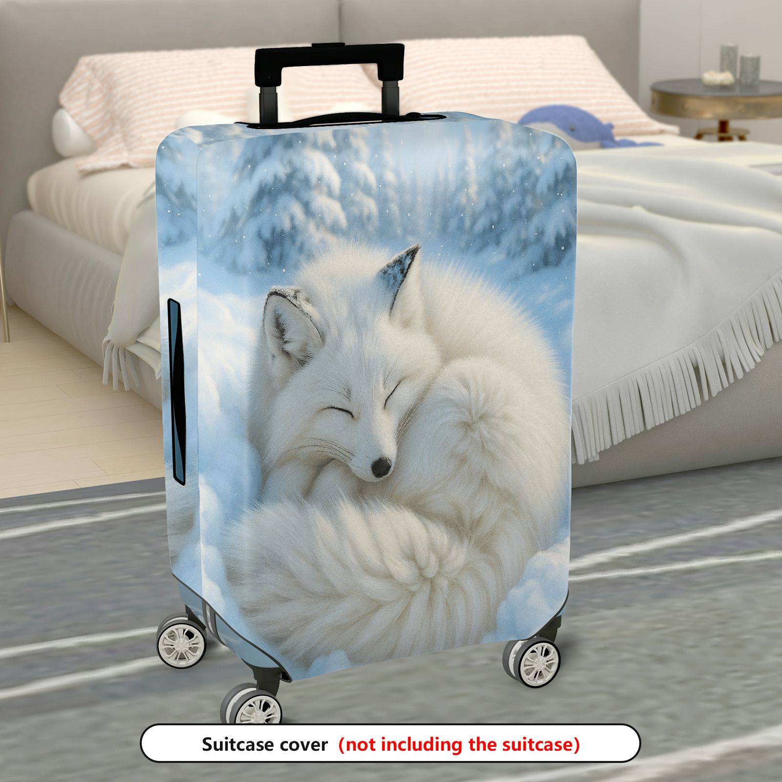 1-Piece Arctic Fox Winter Snow Forest Animal Print  Suitcase Luggage Cover, Stretch Protective Sleeve