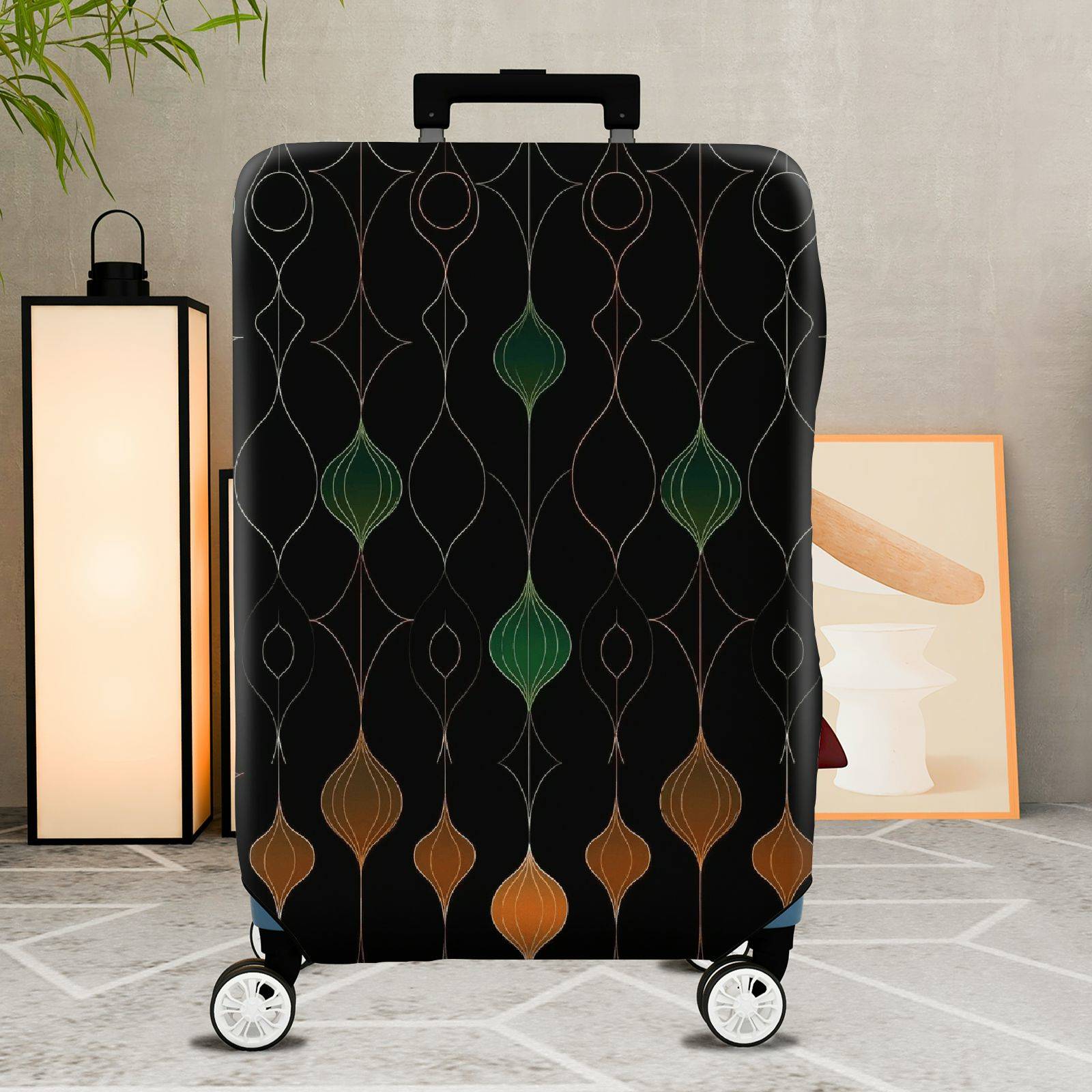 1-Piece Abstract Retro Geometric Minimalist Colorful  Suitcase Luggage Cover, Stretch Protective Sleeve