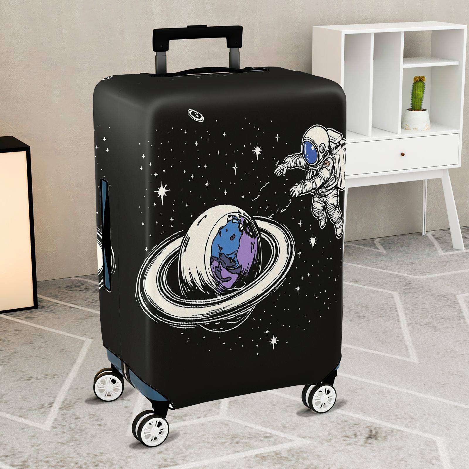 1-Piece Astronaut Planet Space Galaxy Cosmic  Suitcase Luggage Cover, Stretch Protective Sleeve