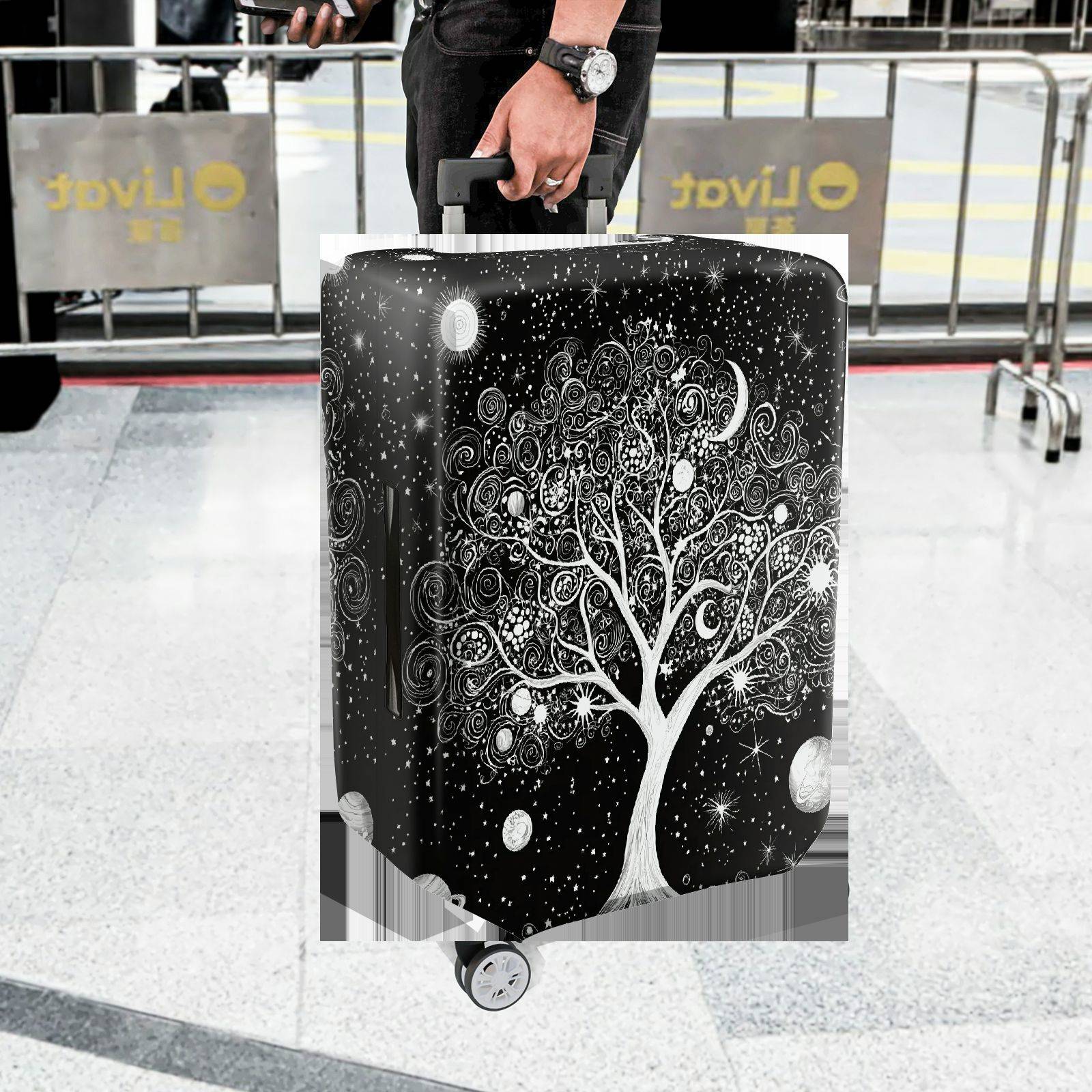 1-Piece Mystical Cosmic Tree Lunar Stars Planet  Suitcase Luggage Cover, Stretch Protective Sleeve