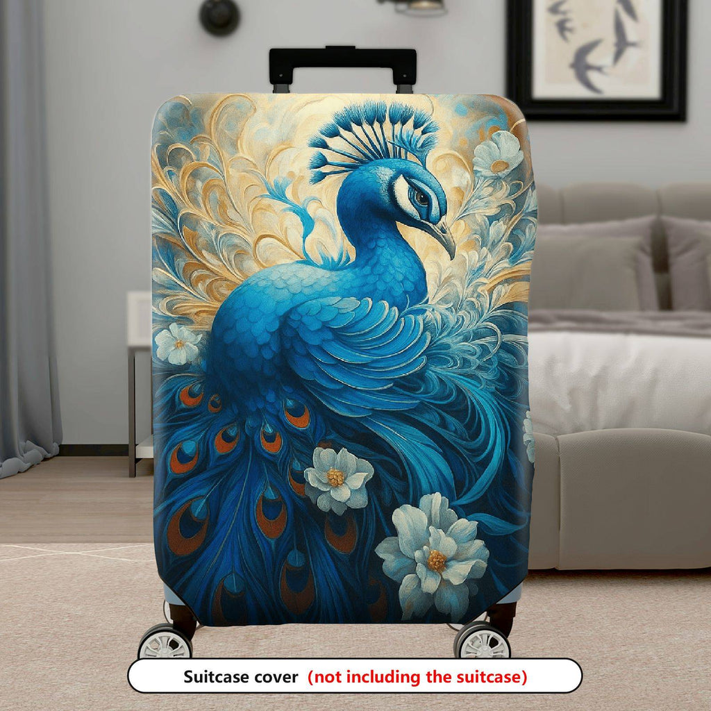 1-Piece Artistic Peacock Floral Abstract Animal Nature  Suitcase Luggage Cover, Stretch Protective Sleeve