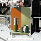 1-Piece Modern Abstract Geometric Art Vase Orange Green  Suitcase Luggage Cover, Stretch Protective Sleeve