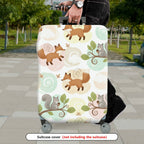 1-Piece Animal Forest Nature Fox Squirrel  Suitcase Luggage Cover, Stretch Protective Sleeve