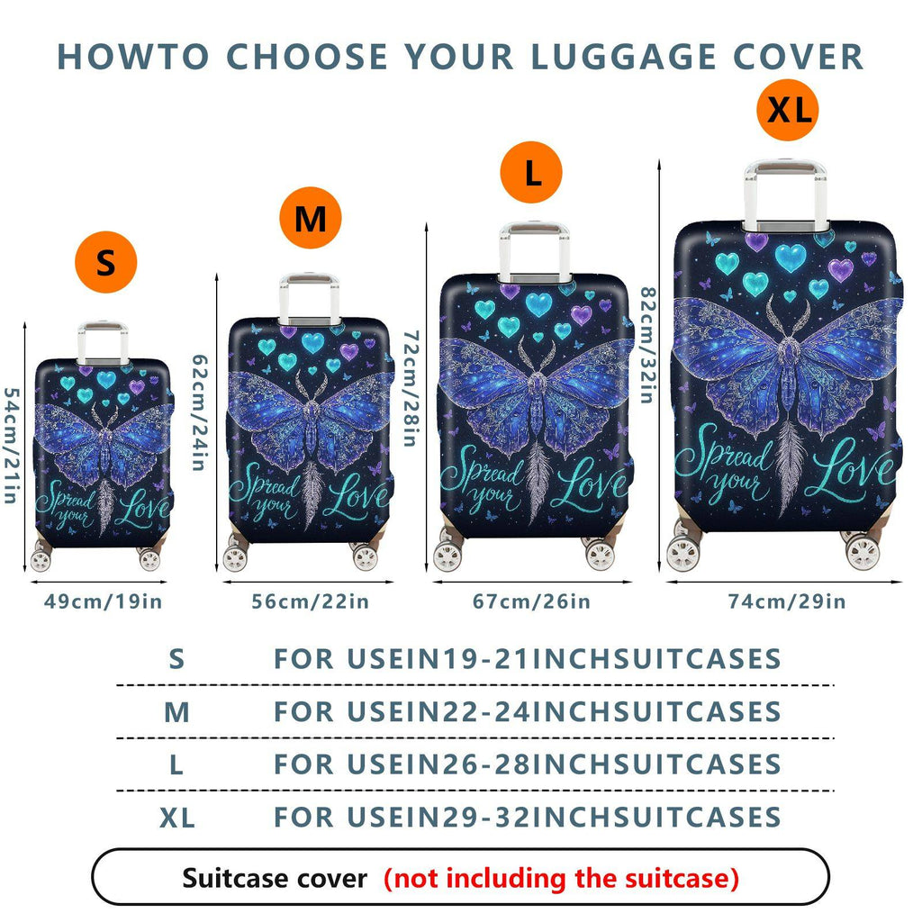 1-Piece Butterfly Heart Starry Blue Love Cosmic  Suitcase Luggage Cover, Stretch Protective Sleeve