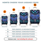 1-Piece Butterfly Heart Starry Blue Love Cosmic  Suitcase Luggage Cover, Stretch Protective Sleeve