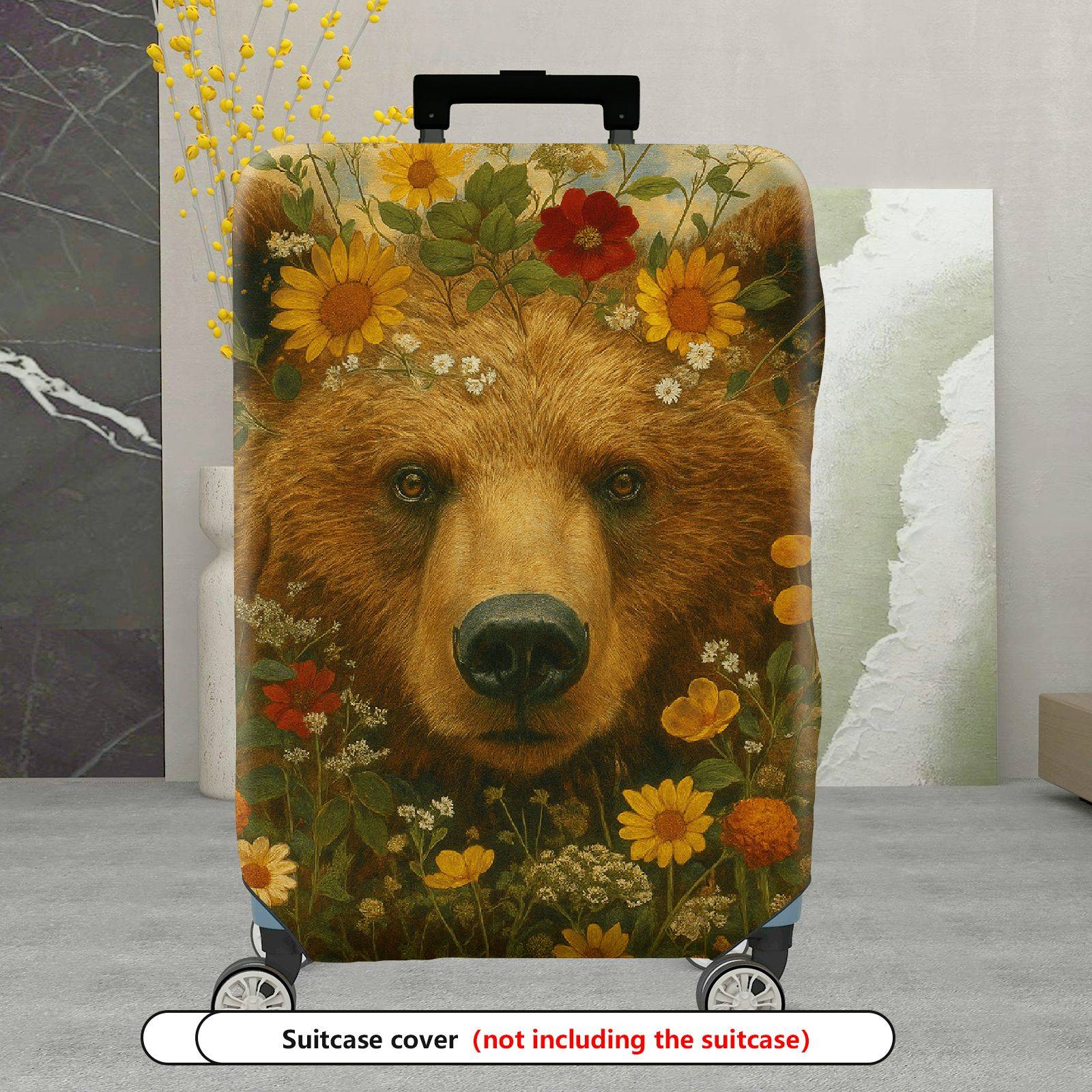 1-Piece Animal Flower Nature Wildlife Art Vintage  Suitcase Luggage Cover, Stretch Protective Sleeve