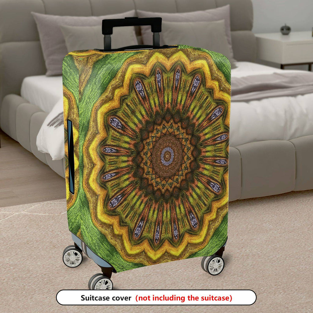 1-Piece Abstract Bohemian Floral Mandala Geometric Vibrant  Suitcase Luggage Cover, Stretch Protective Sleeve