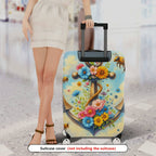 1-Piece Anchor Floral Ocean Bee Clouds Colorful  Suitcase Luggage Cover, Stretch Protective Sleeve