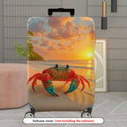 1-Piece Sunset Beach Crab Palm Ocean Holiday  Suitcase Luggage Cover, Stretch Protective Sleeve