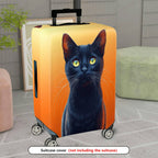 1-Piece Black Cat Orange Artistic Stylish Unique Eye-Catching  Suitcase Luggage Cover, Stretch Protective Sleeve