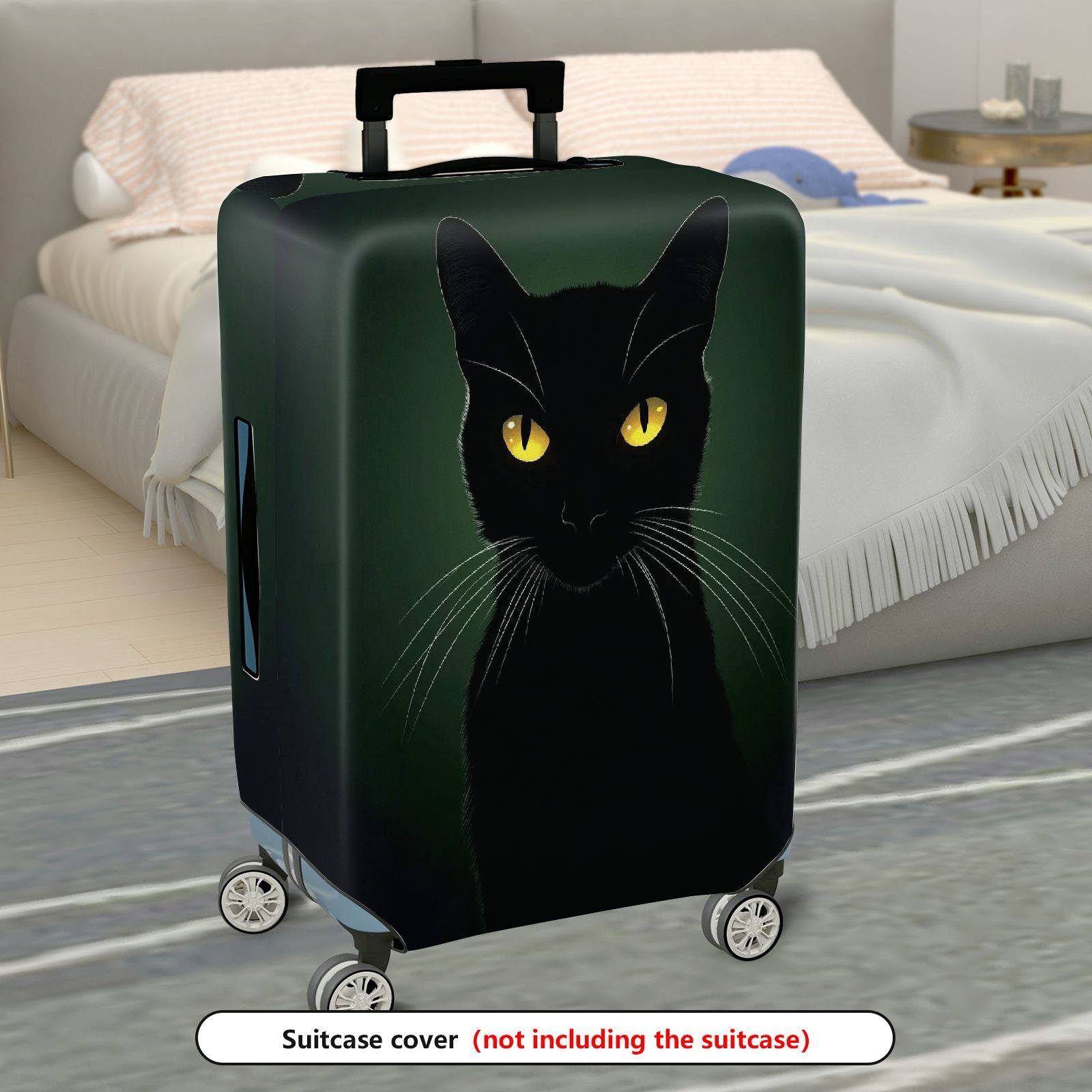1-Piece Black Cat Pattern Mysterious Minimalist Artistic Luggage  Suitcase Luggage Cover, Stretch Protective Sleeve