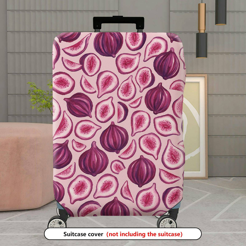 1-Piece Pink Fig Pattern Travel Holiday Fruit Modern Stylish  Suitcase Luggage Cover, Stretch Protective Sleeve