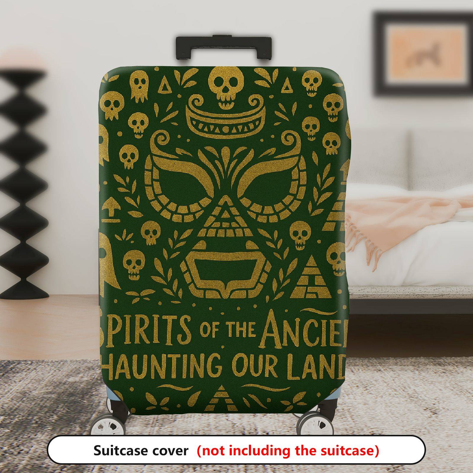 1-Piece Ancient Totem Skull Spirit Text Pyramid Ghost  Suitcase Luggage Cover, Stretch Protective Sleeve