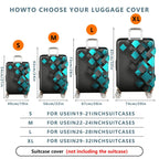 1-Piece Geometric Diamond Turquoise Black Modern Abstract  Suitcase Luggage Cover, Stretch Protective Sleeve