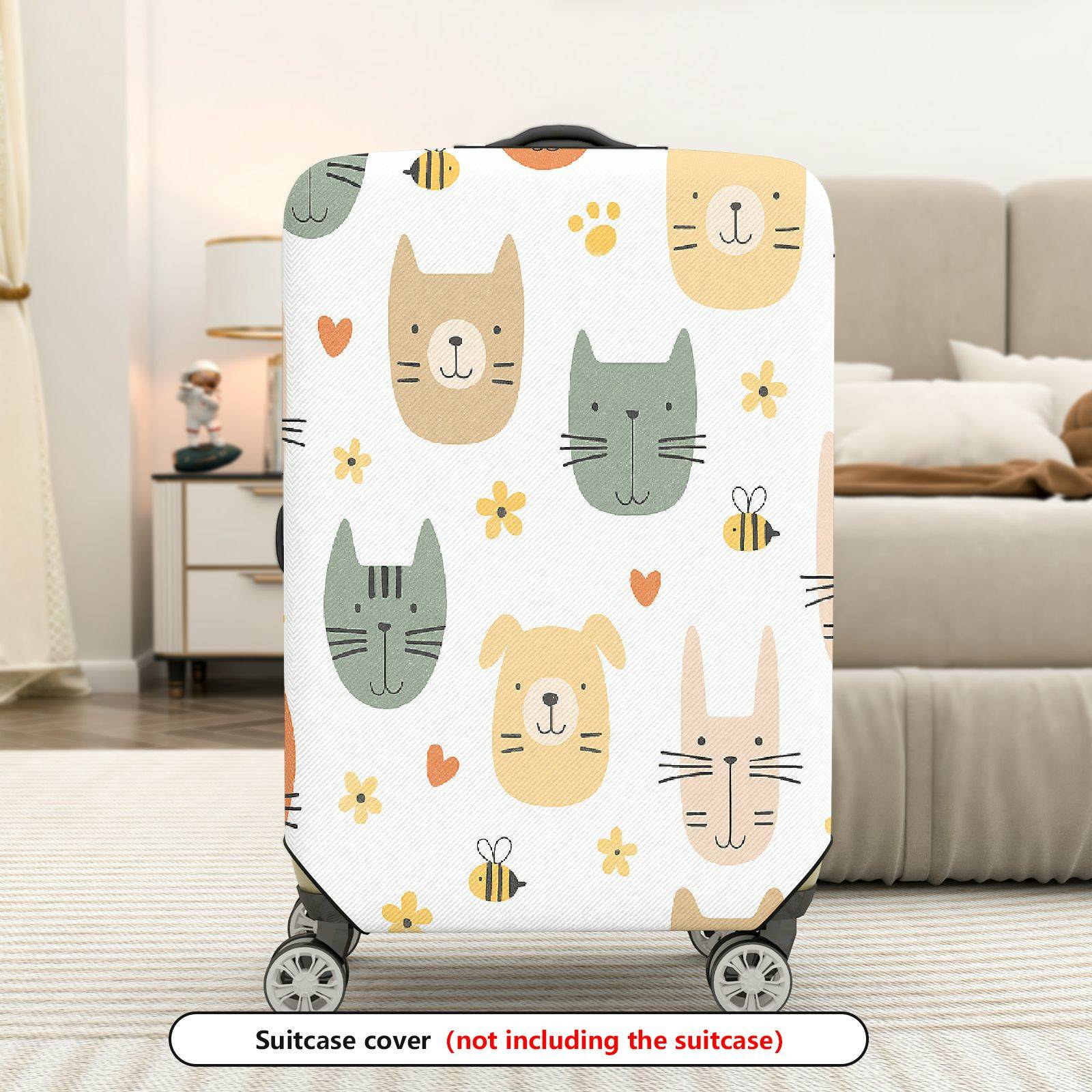 1-Piece Adorable Cat Dog Bee Flower Heart  Suitcase Luggage Cover, Stretch Protective Sleeve