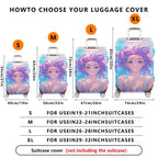 1-Piece Anime Art Colorful Abstract Fantasy Girl  Suitcase Luggage Cover, Stretch Protective Sleeve