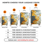 1-Piece Abstract Marble Gold Black White Swirl Artistic  Suitcase Luggage Cover, Stretch Protective Sleeve