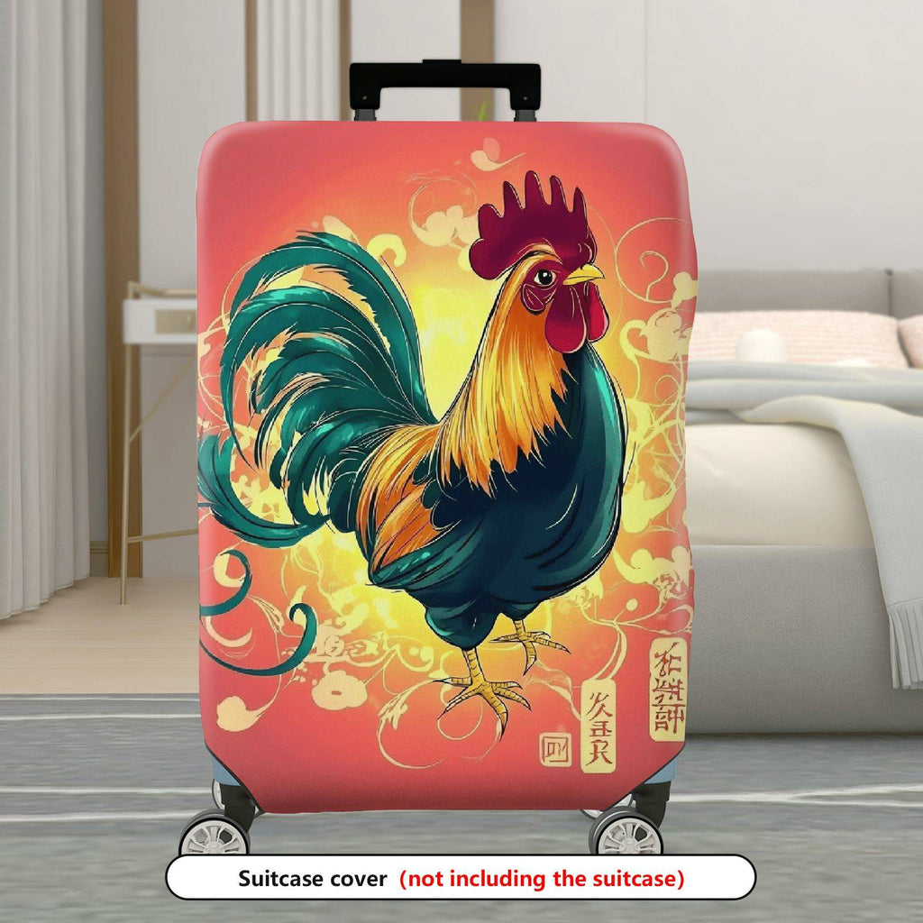 1-Piece Rooster Vibrant Colorful Artistic Bright Energetic  Suitcase Luggage Cover, Stretch Protective Sleeve