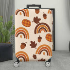 1-Piece Autumn Pumpkin Acorn Rainbow Leaf  Suitcase Luggage Cover, Stretch Protective Sleeve