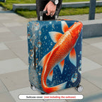1-Piece Fish Water Bubbles Blue Orange Creative Artistic  Suitcase Luggage Cover, Stretch Protective Sleeve