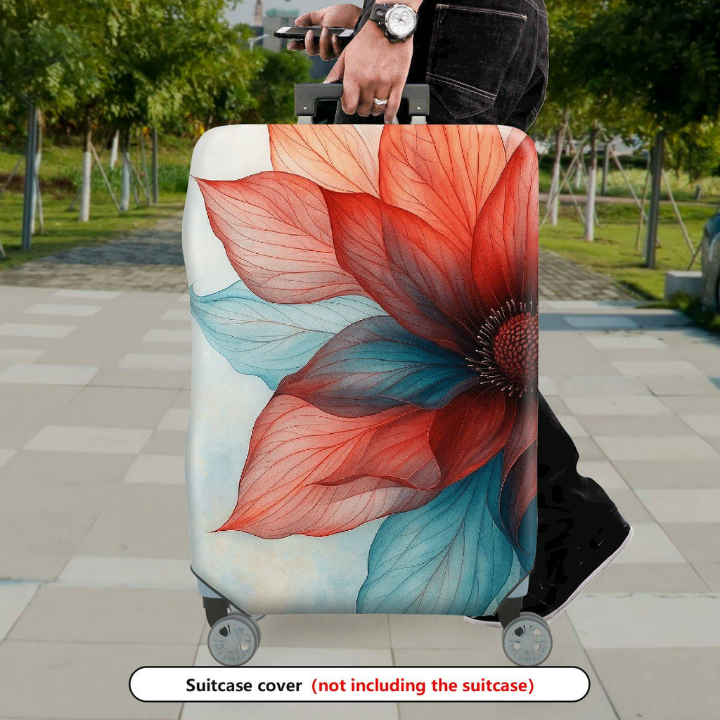 1-Piece Colorful Floral Artistic Abstract Gradient Vibrant  Suitcase Luggage Cover, Stretch Protective Sleeve
