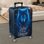 1-Piece Cosmic Wolf Galaxy Stars Moon Text  Suitcase Luggage Cover, Stretch Protective Sleeve
