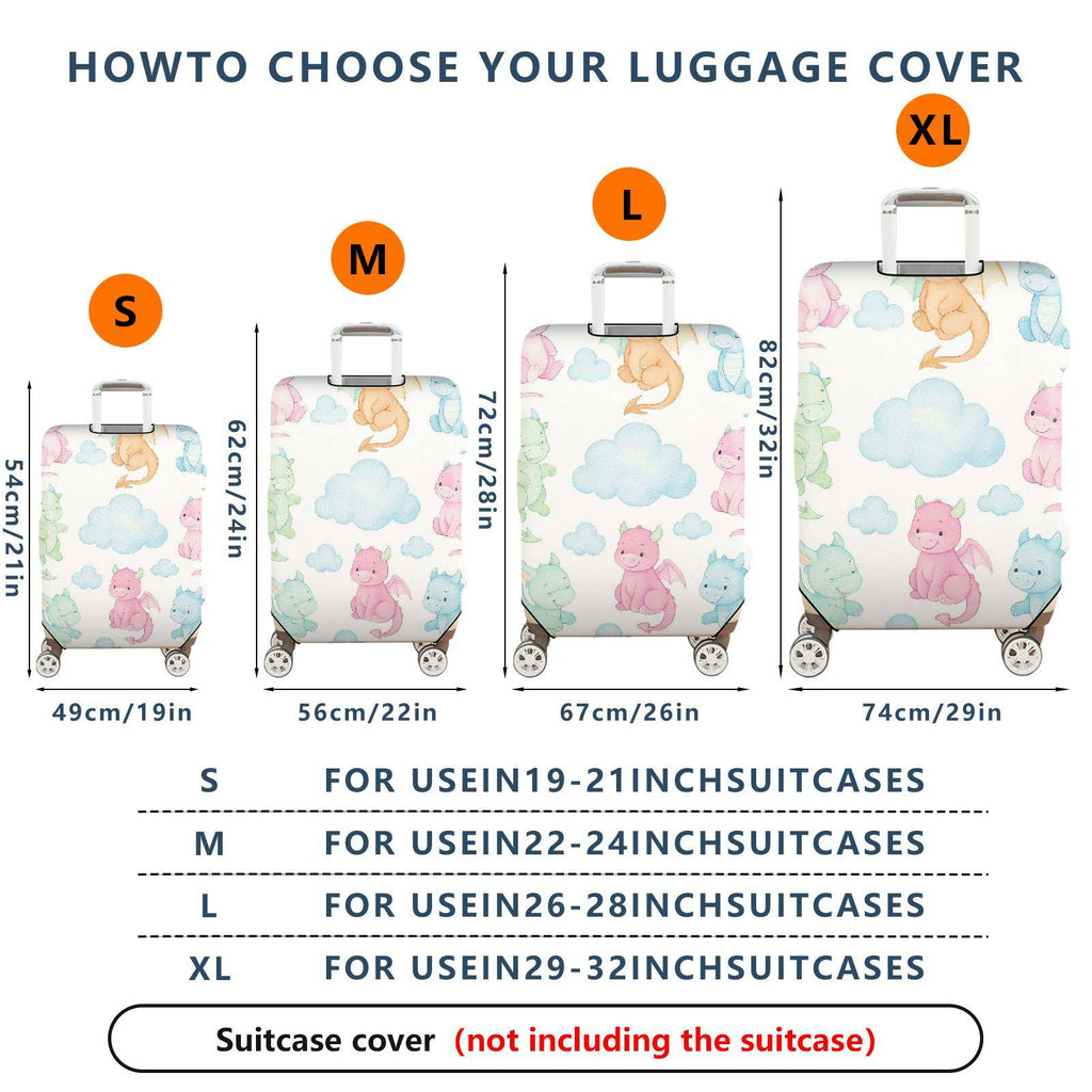 1-Piece Cute Fantasy Dragon Cloud Pastel Colorful  Suitcase Luggage Cover, Stretch Protective Sleeve