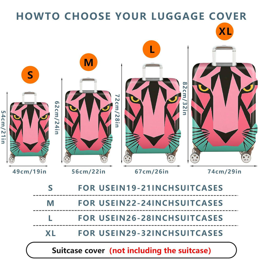 1-Piece Pink Green Tiger Modern Graphic Abstract Art Geometric  Suitcase Luggage Cover, Stretch Protective Sleeve