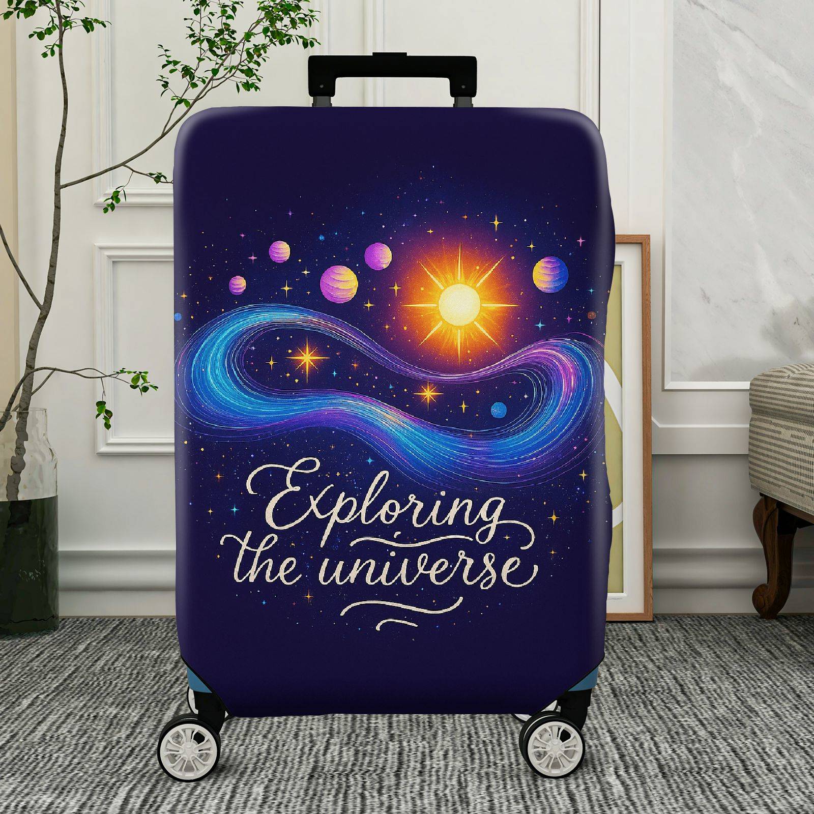 1-Piece Cosmic Galaxy Space Universe Planet Star  Suitcase Luggage Cover, Stretch Protective Sleeve