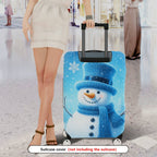 1-Piece Snowman Winter Christmas Holiday Fun Travel  Suitcase Luggage Cover, Stretch Protective Sleeve