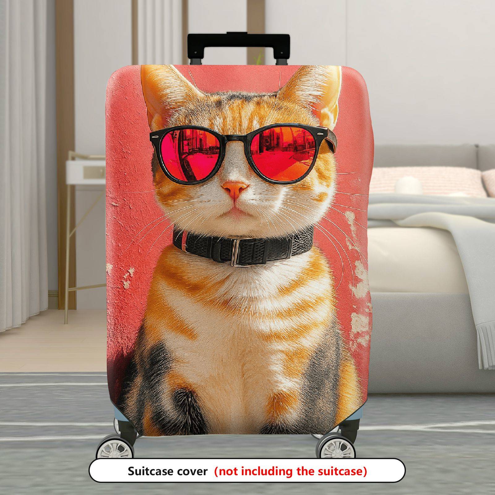 1-Piece Animal Art Red Texture Vintage Creative Fun  Suitcase Luggage Cover, Stretch Protective Sleeve