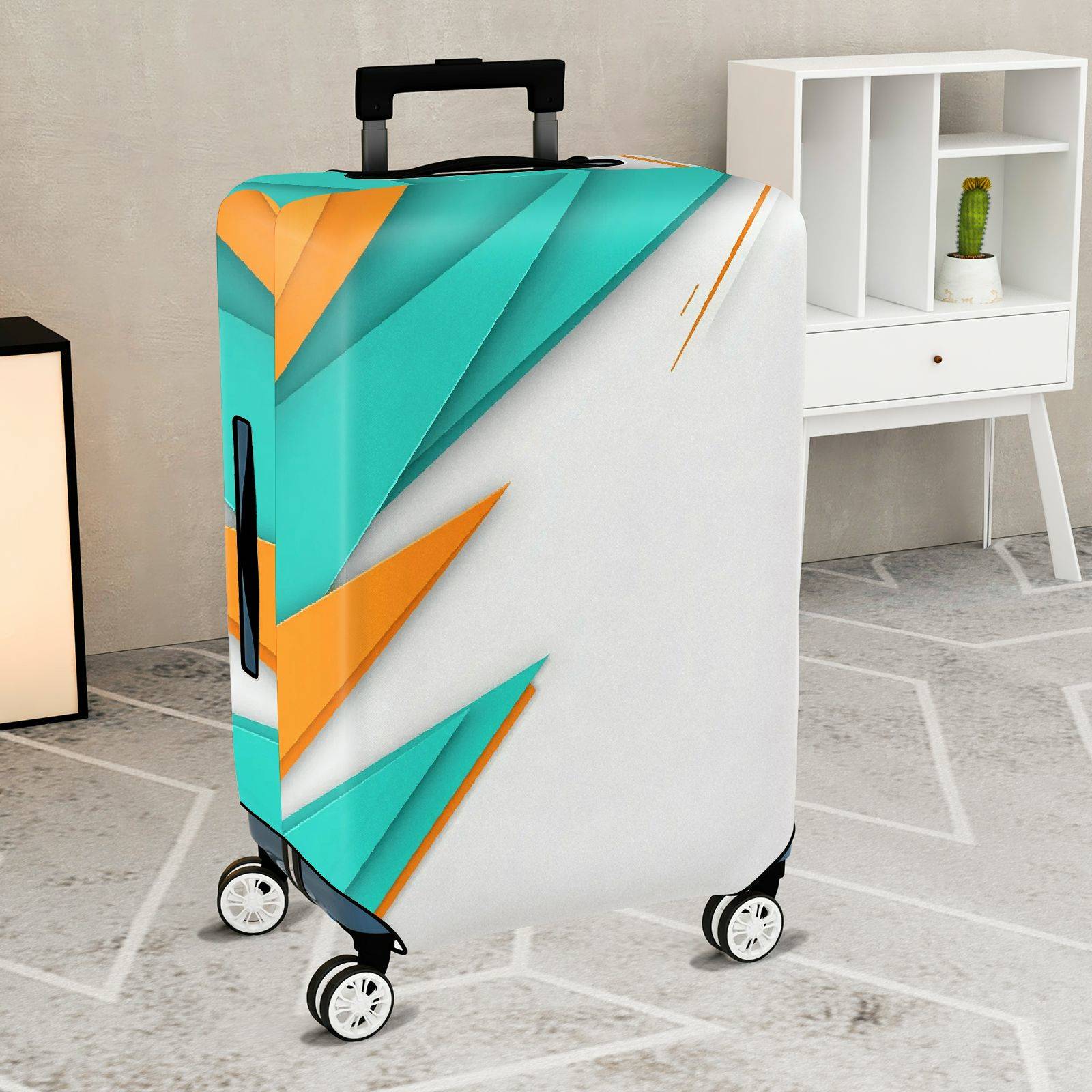 1-Piece Abstract Geometric Modern Colorful Artistic Stylish  Suitcase Luggage Cover, Stretch Protective Sleeve