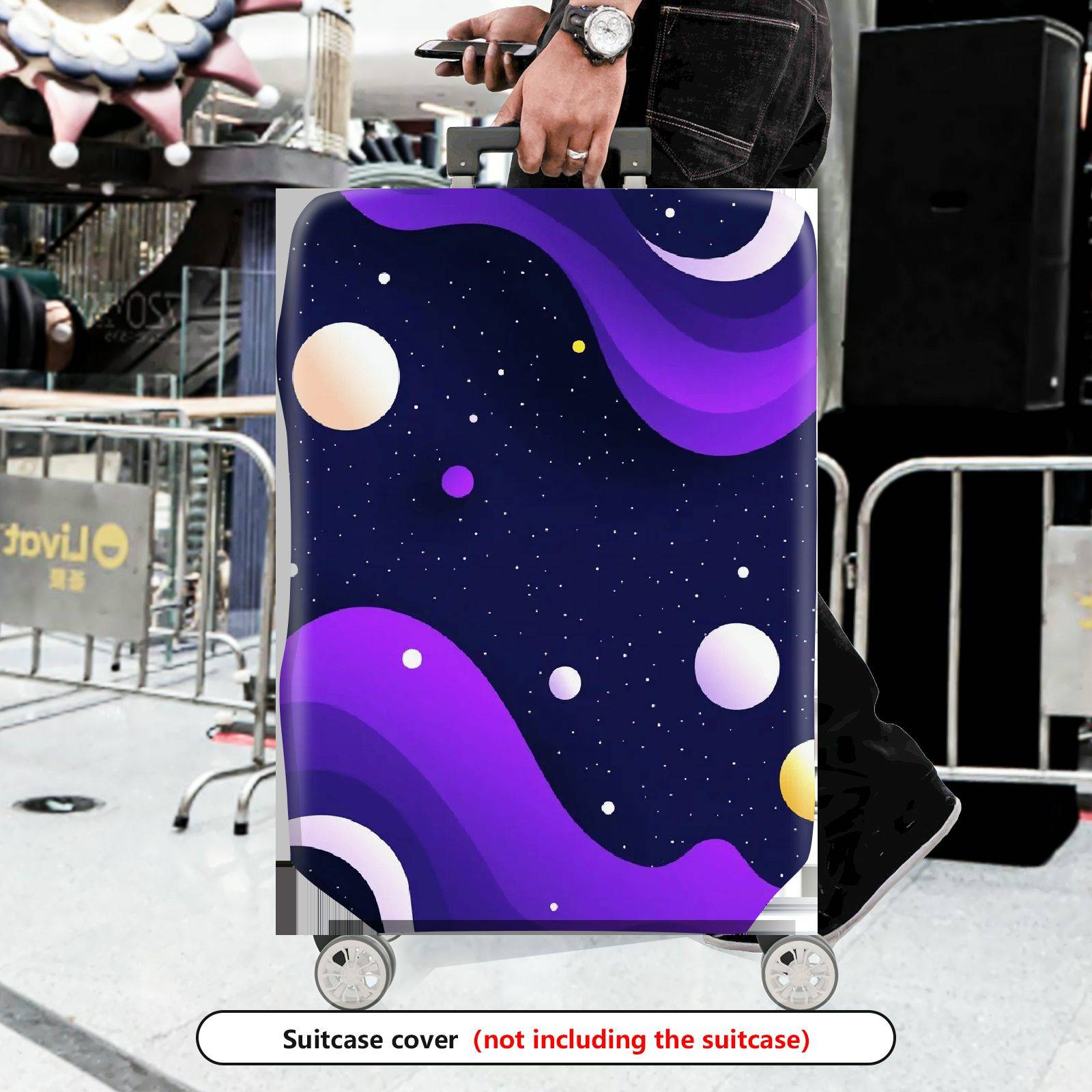 1-Piece Night Sky Galaxy Cosmic Stars Planets Abstract  Suitcase Luggage Cover, Stretch Protective Sleeve