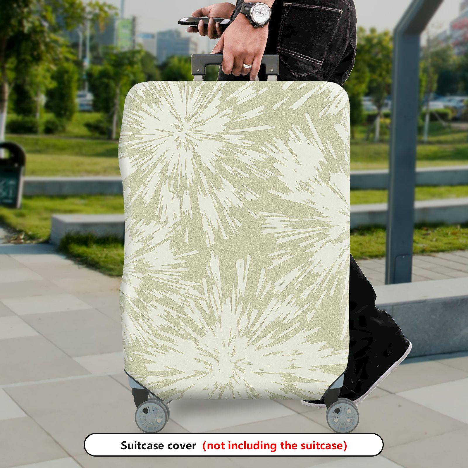 1-Piece Abstract Starburst Beige Pattern Decorative  Suitcase Luggage Cover, Stretch Protective Sleeve