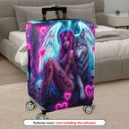 1-Piece Angel Fantasy Wolf Skull Rose Heart  Suitcase Luggage Cover, Stretch Protective Sleeve