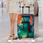 1-Piece Snowman Christmas Winter Holiday Festive Night  Suitcase Luggage Cover, Stretch Protective Sleeve
