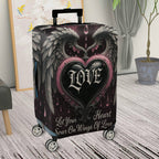 1-Piece Love Heart Wings Gothic Romantic Artistic  Suitcase Luggage Cover, Stretch Protective Sleeve