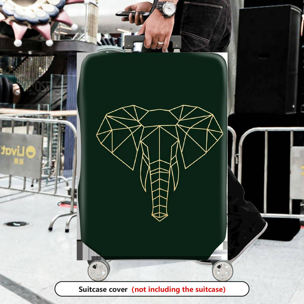 1-Piece Geometric Elephant Dark Green Modern Stylish Unique  Suitcase Luggage Cover, Stretch Protective Sleeve