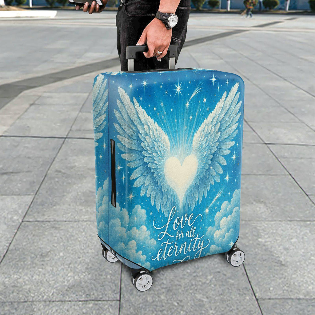 1-Piece Angel Heart Wings Starry Sky Eternal Love  Suitcase Luggage Cover, Stretch Protective Sleeve