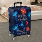 1-Piece Jellyfish Ocean Stars Colorful Cosmic Quote  Suitcase Luggage Cover, Stretch Protective Sleeve