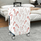 1-Piece Christmas Candy Cane Holiday Snow Festive  Suitcase Luggage Cover, Stretch Protective Sleeve